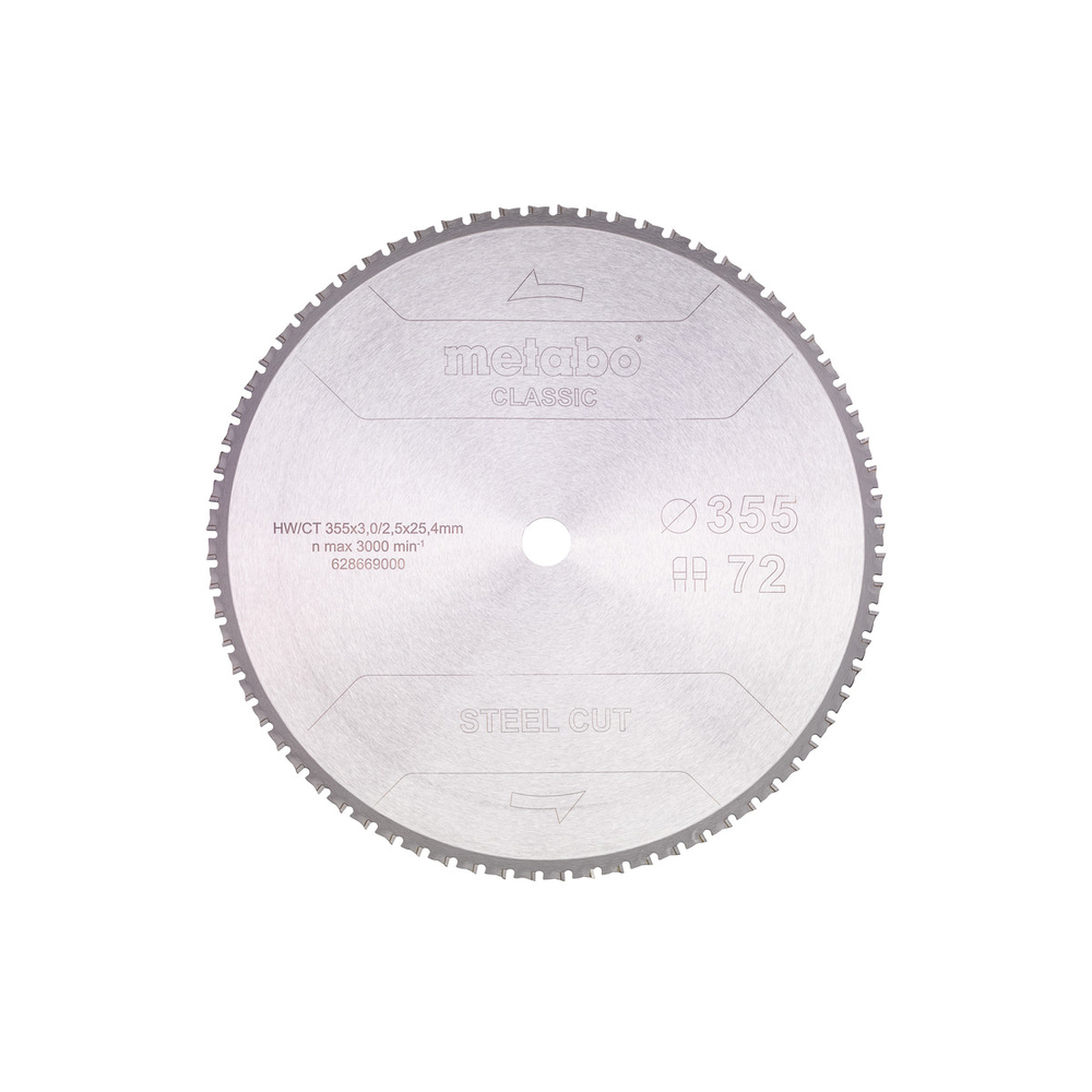 Lame de scie « steel cut - classic », 355x25,4 Z72 FZ/FA 4° - METABO - 628669000