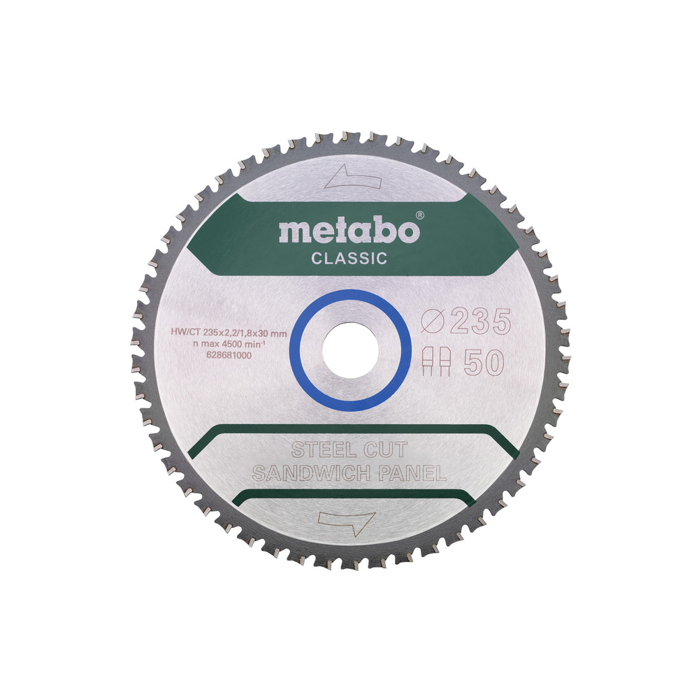 Lame de scie « steel cut/sandwich panel - classic », 235x30 Z50 FZ/FA 4°/B - METABO - 628683000