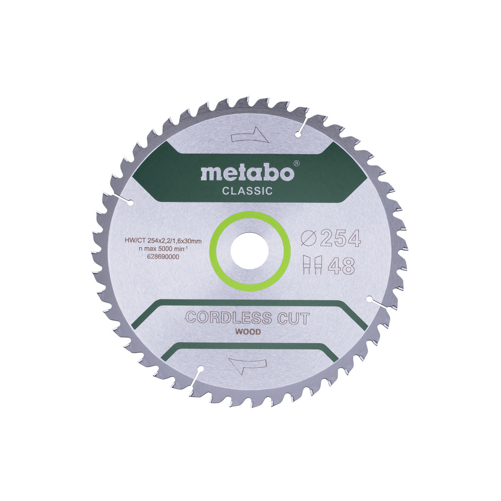 Lame de scie « cordless cut wood - classic », 254x30 Z48 WZ 5° - METABO - 628690000