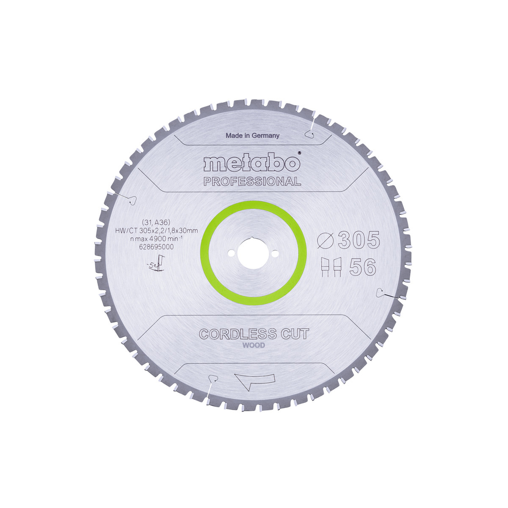 Lame de scie « cordless cut wood - professional », 305x30 Z56 WZ 5°nég - METABO - 628695000