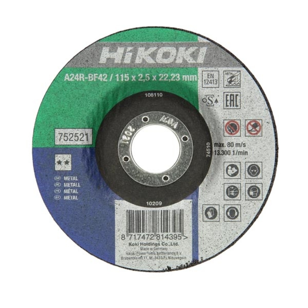 Disque de coupe pour métal 115 x 2,5 mm - HIKOKI - 752521