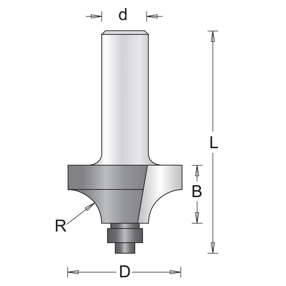 6 mm fraise à arrondir avec roulement 25.4 x 49 x 6.3 mm - HIKOKI - 754033