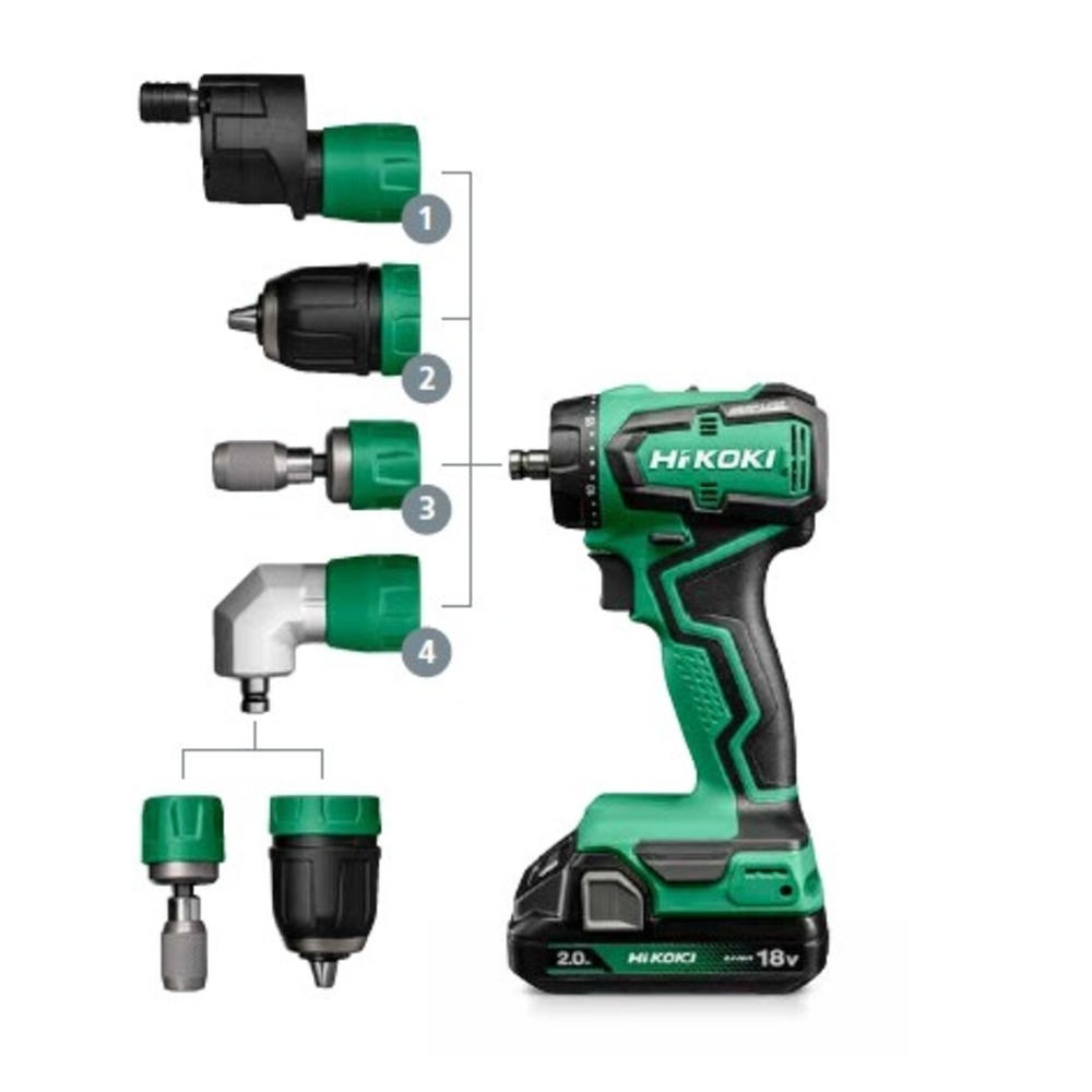 PERCEUSE-Visseuse sans fil 18V - BRUSHLESS - 55 Nm - MV - Mandrins à changement rapide & ACCESSOIRES - 2x18V 2,0Ah - RFC - en HSC II - HIKOKI - DS18DDQWRZ