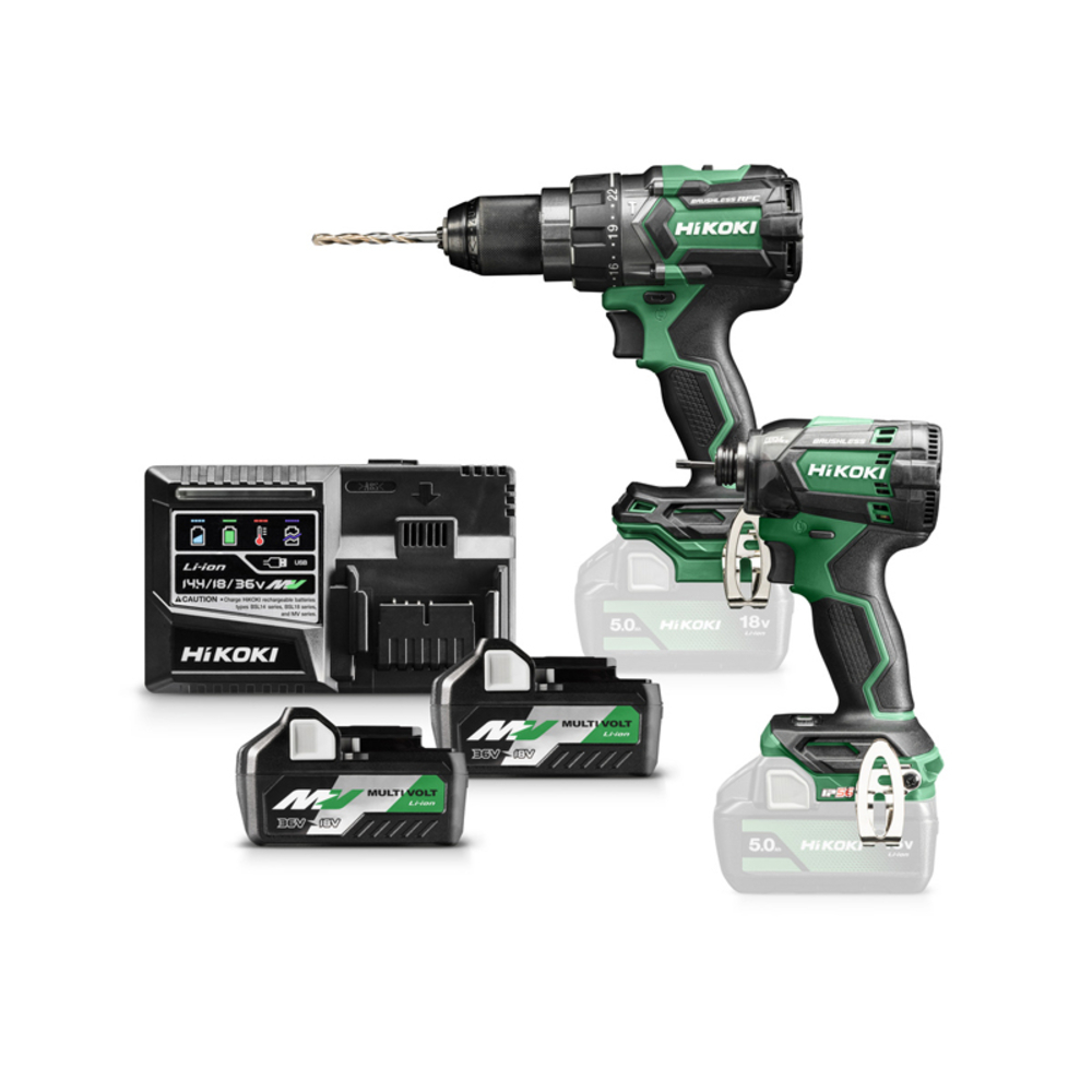 Kit perceuse visseuse à percussion 140Nm DV18DC + visseuse à choc 210Nm WH18DC - HIKOKI - KC18DCWBZ