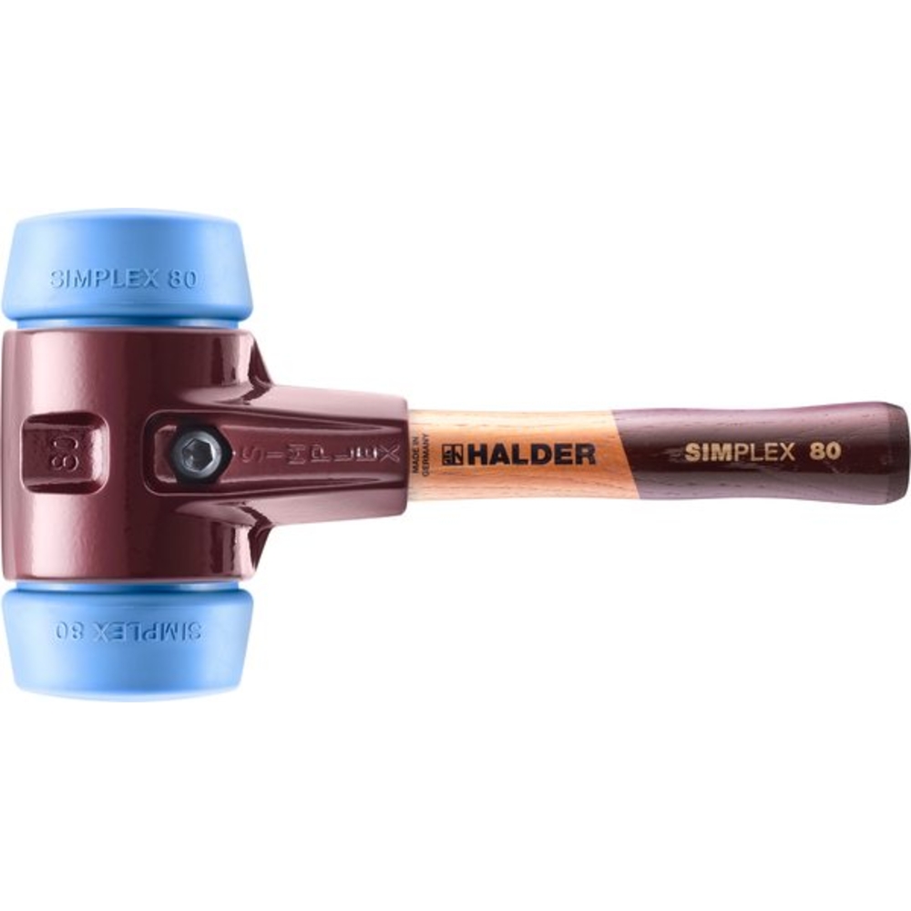 Maillet SIMPLEX avec boîtier en fonte malléable et manche en bois diam 80 TPE souple manche 230mm - HALDER - 3001.082