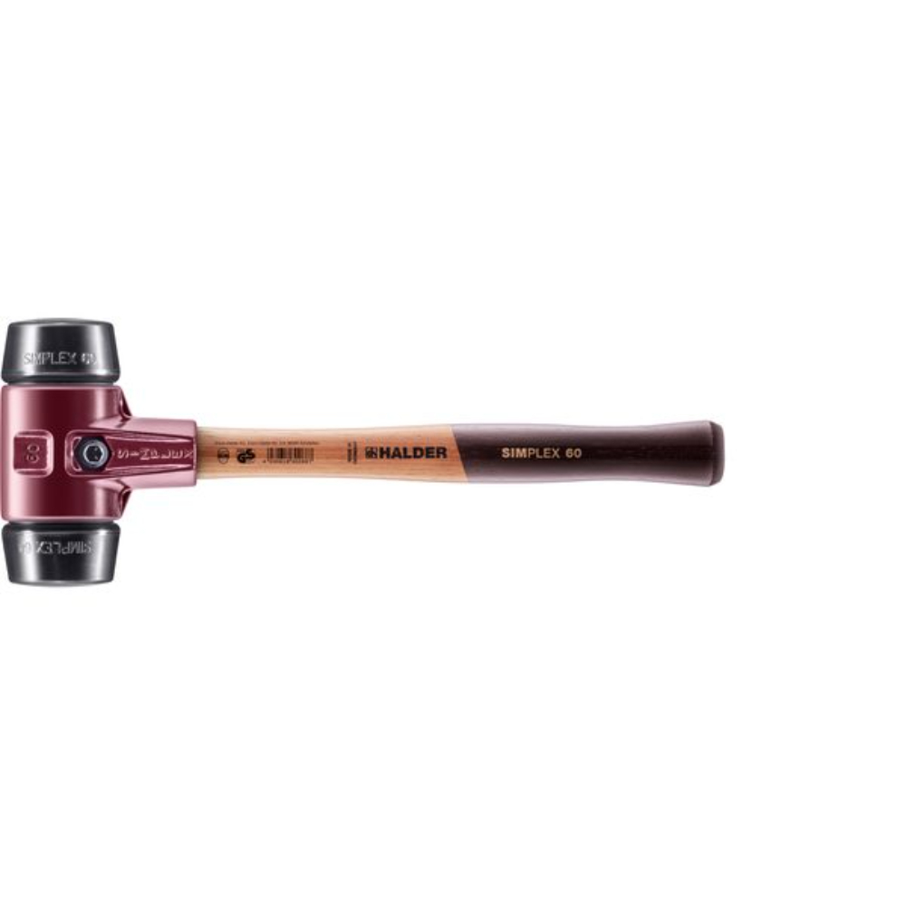 Maillet SIMPLEX avec boîtier en fonte malléable et manche en bois 800mm diam 60 caoutchouc chargé - HALDER - 3002.061