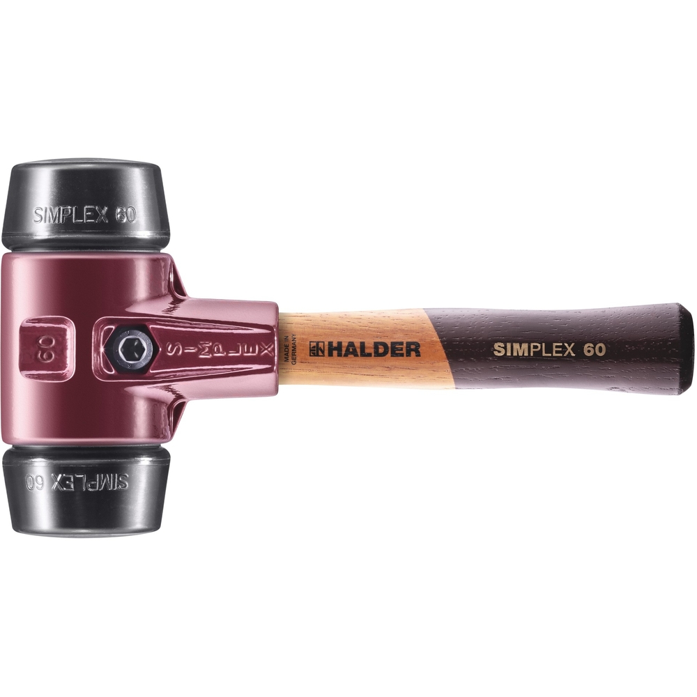 Maillet SIMPLEX avec boîtier en fonte malléable et manche en bois diam 60 acier 205 mm - HALDER - 3002.062
