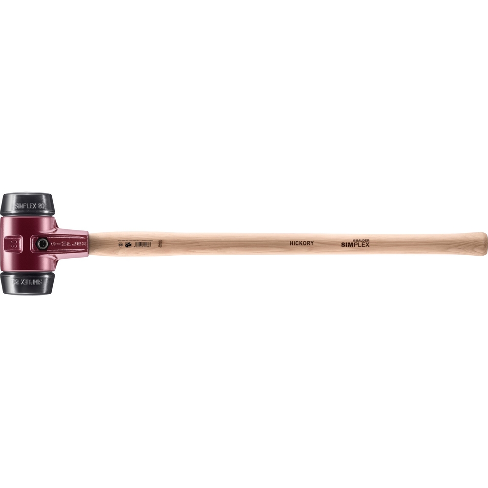 Marteau SIMPLEX boîtier fonte malléable manche Hickory diam 80 800 mm caoutchouc chargé - HALDER - 3002.081