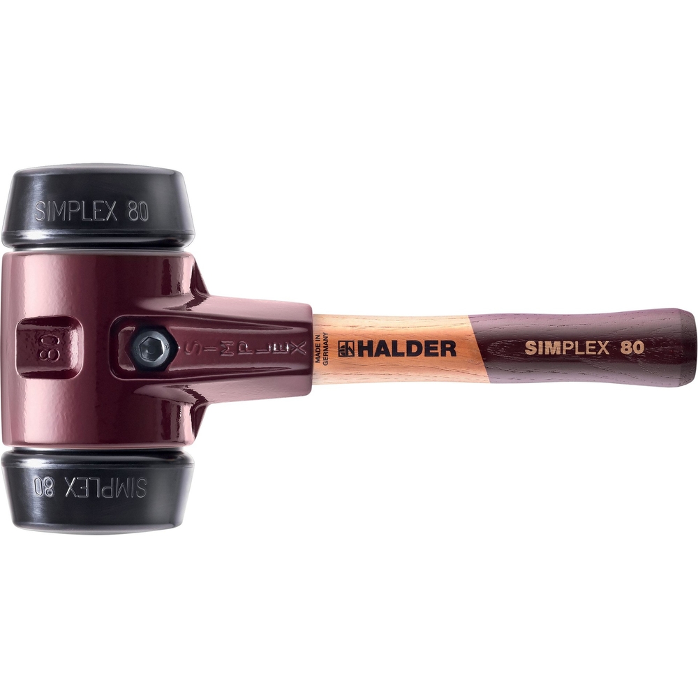 Maillet SIMPLEX boîtier fonte malléable manche bois diam 80 230 mm caoutchouc chargé - HALDER - 3002.082