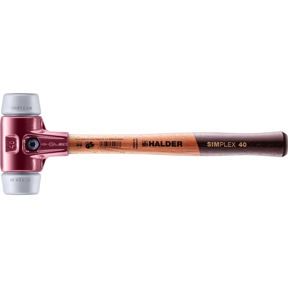 Maillet SIMPLEX avec boîtier en fonte malléable et manche en bois diam 30 TPE moyen - HALDER - 3003.040
