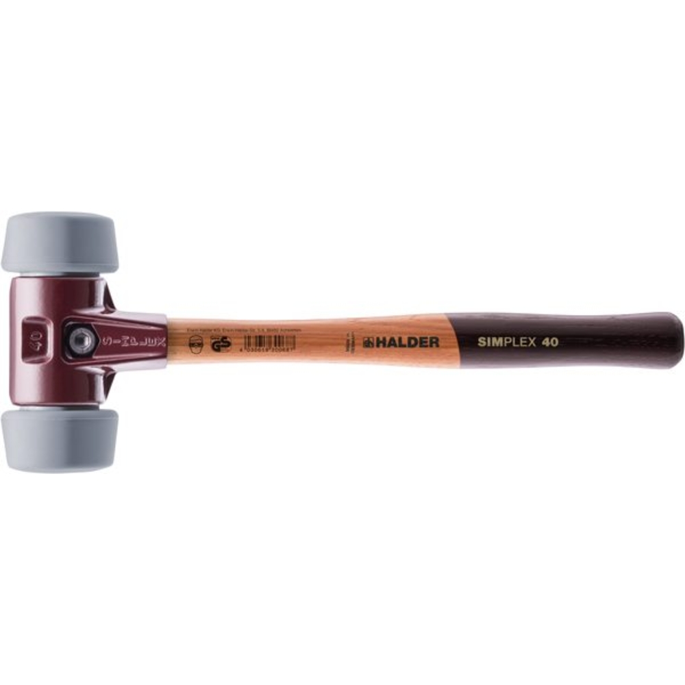 Maillet SIMPLEX 50 - 40 TPE moyen avec boîtier en fonte malléable et manche en bois - HALDER - 3003.051