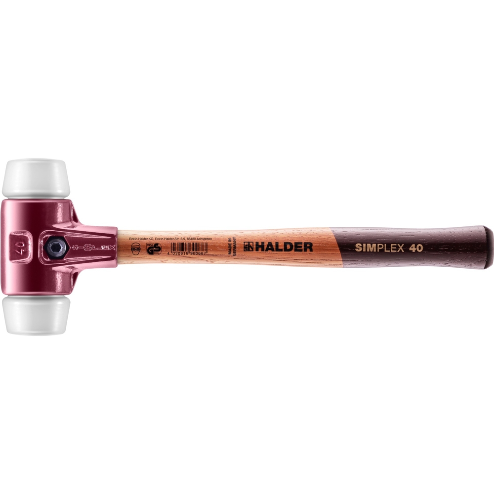 Maillet SIMPLEX avec boîtier en fonte malléable et manche en bois diam 40 superplastique - HALDER - 3007.040