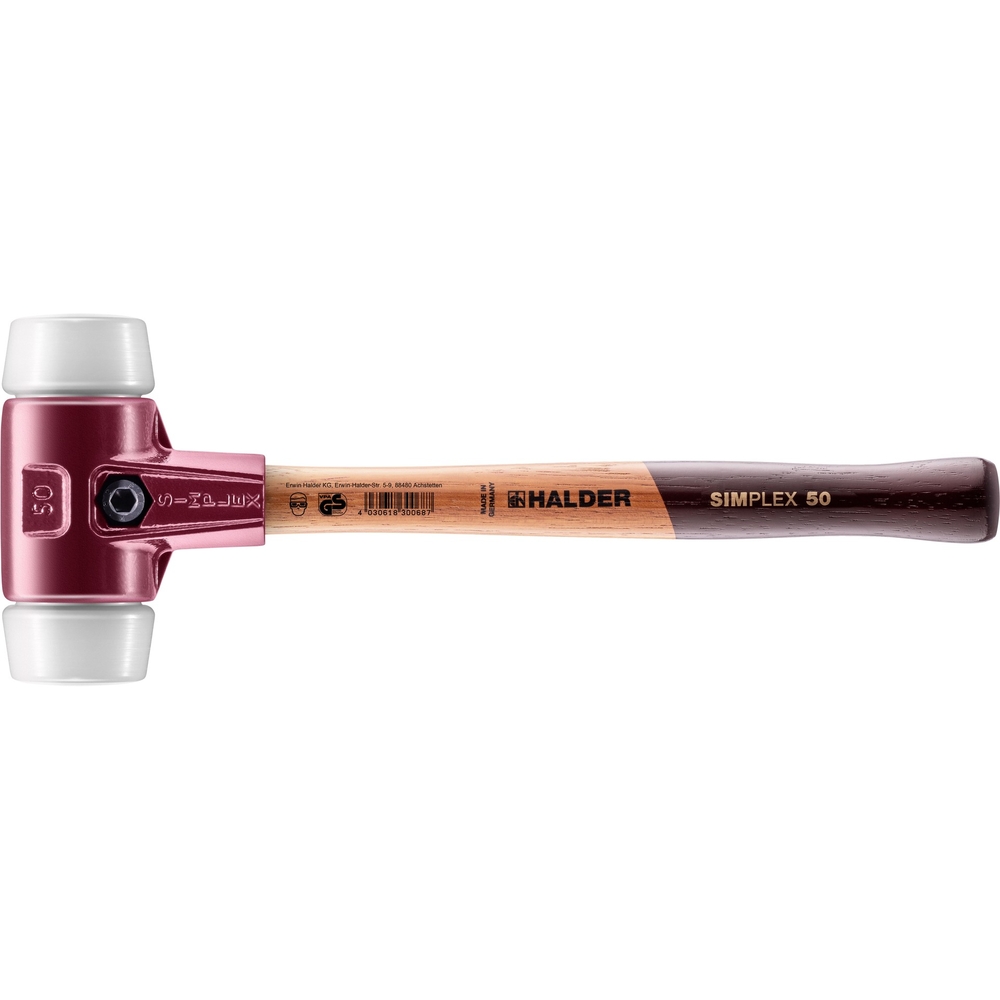 Maillet SIMPLEX avec boîtier en fonte malléable et manche en bois diam 50 superplastique - HALDER - 3007.050