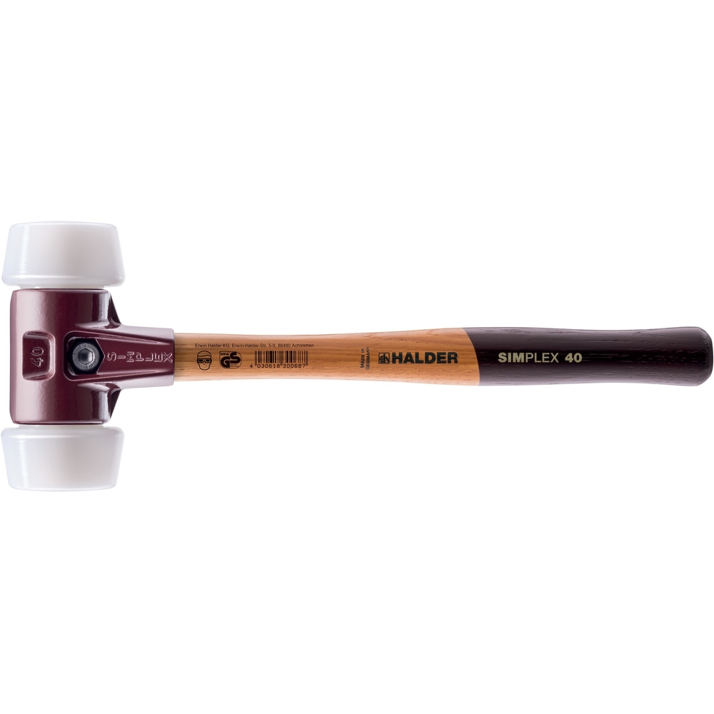 Maillet SIMPLEX 50-40 avec boîtier en fonte malléable et manche en bois superplastique - HALDER - 3007.051