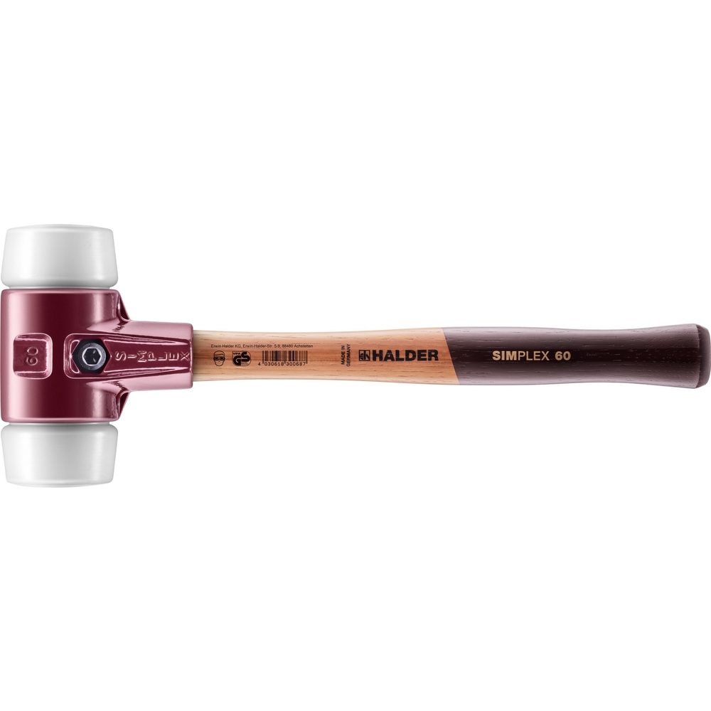 Maillet SIMPLEX avec boîtier en fonte malléable et manche en bois diam 60 superplastique - HALDER - 3007.060