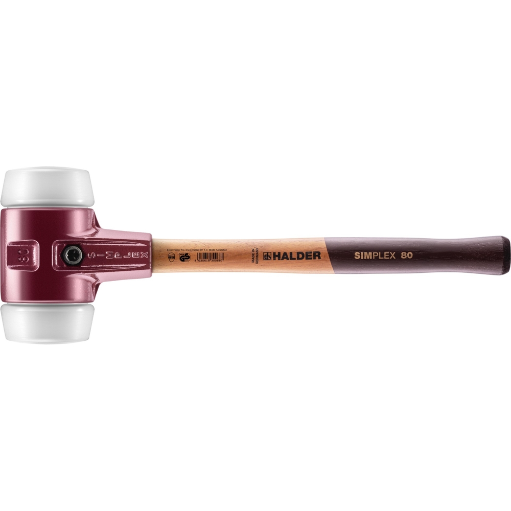 Maillet SIMPLEX avec boîtier en fonte malléable et manche en bois diam 80 superplastique - HALDER - 3007.080
