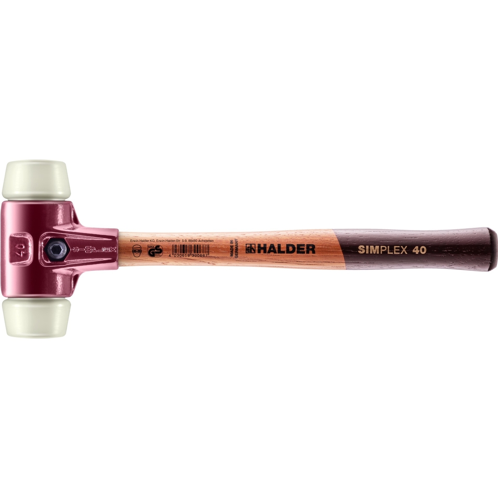 Maillet SIMPLEX avec boîtier en fonte malléable et manche en bois diam 40 nylon - HALDER - 3008.040