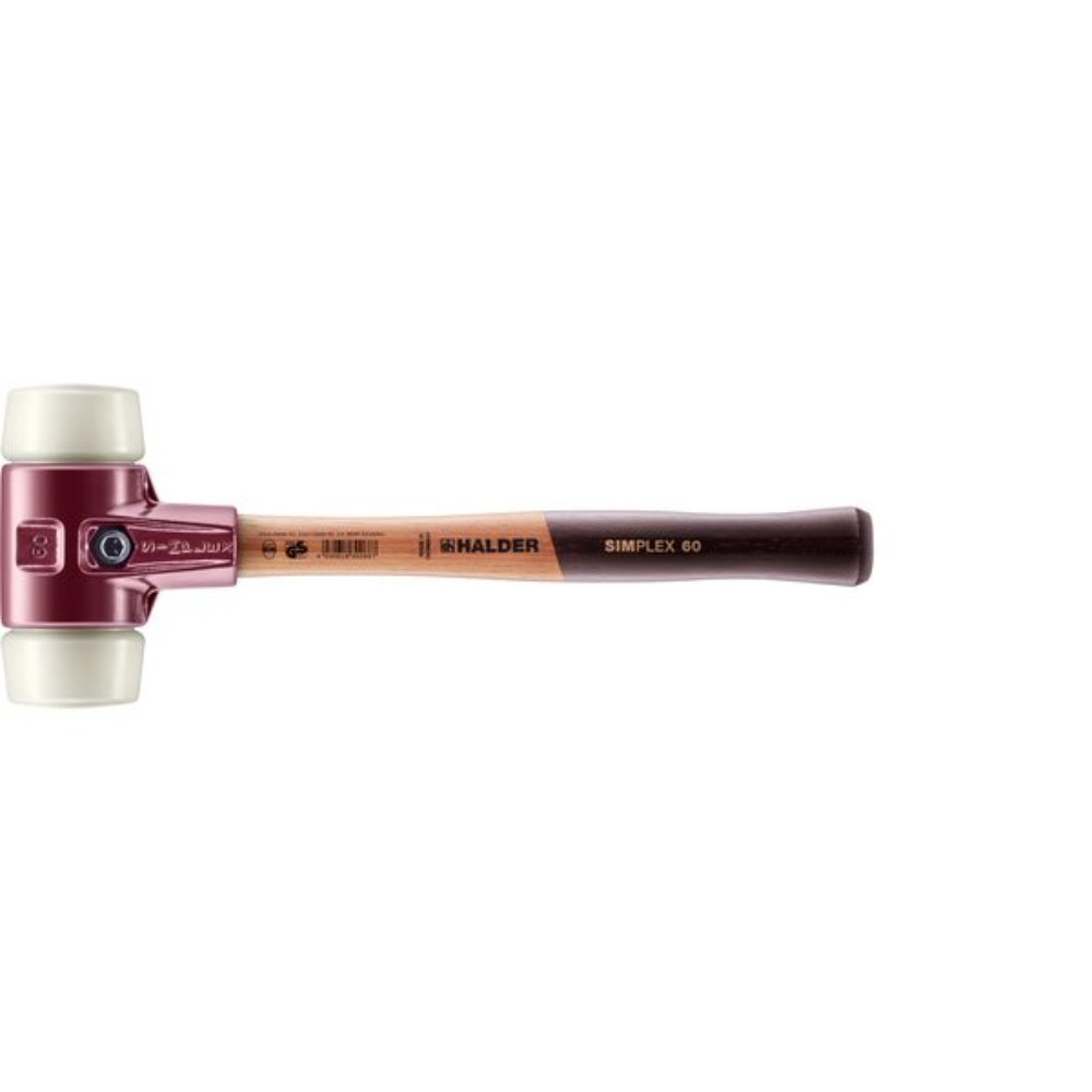 Maillet SIMPLEX avec boîtier en fonte malléable et manche en bois 700mm diam 60 nylon - HALDER - 3008.061