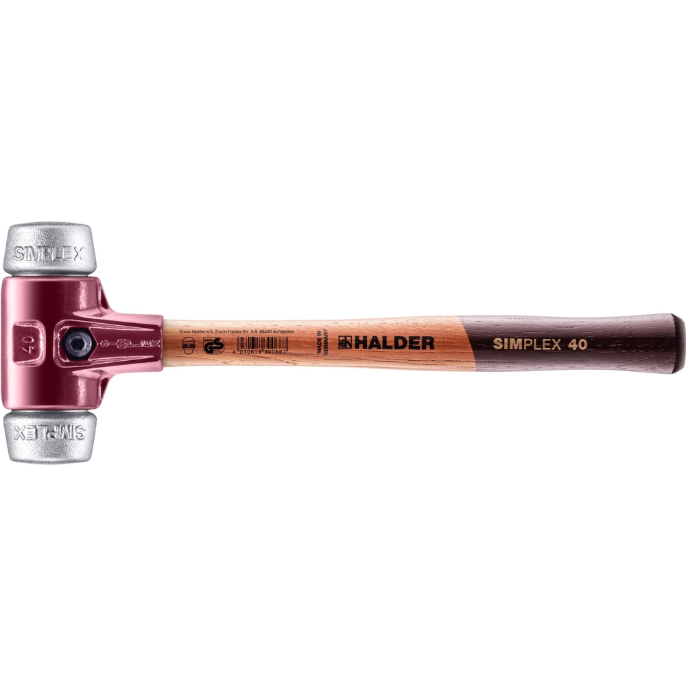 Maillet SIMPLEX avec boîtier en fonte malléable et manche en bois diam 40 métal doux - HALDER - 3009.040