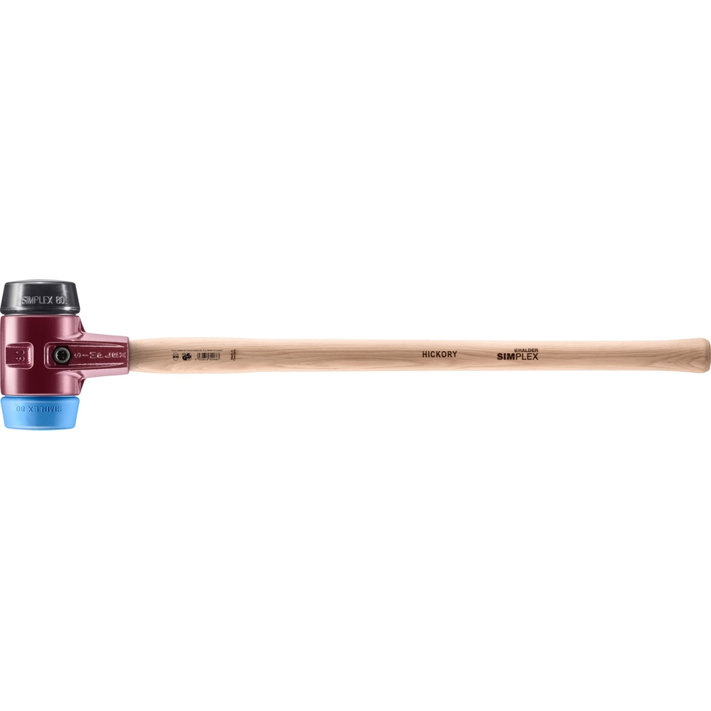 Maillet SIMPLEX boîtier fonte malléable manche bois diam 80 700 mm caoutchouc TPE souple - HALDER - 3012.081