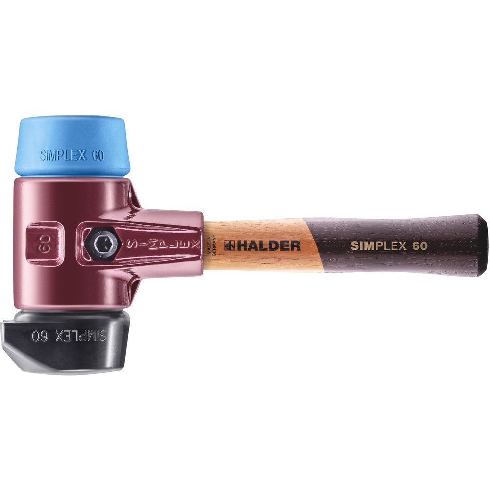 Maillet SIMPLEX fonte malléable manche bois diam 60 acier 205 mm caoutchouc pied intégré TPE souple rond - HALDER - 3012.262