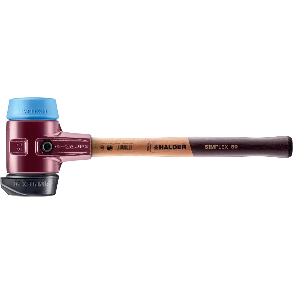 Maillet SIMPLEX boîtier fonte malléable manche bois diam 80 caoutchouc pied intégré TPE soupl - HALDER - 3012.280