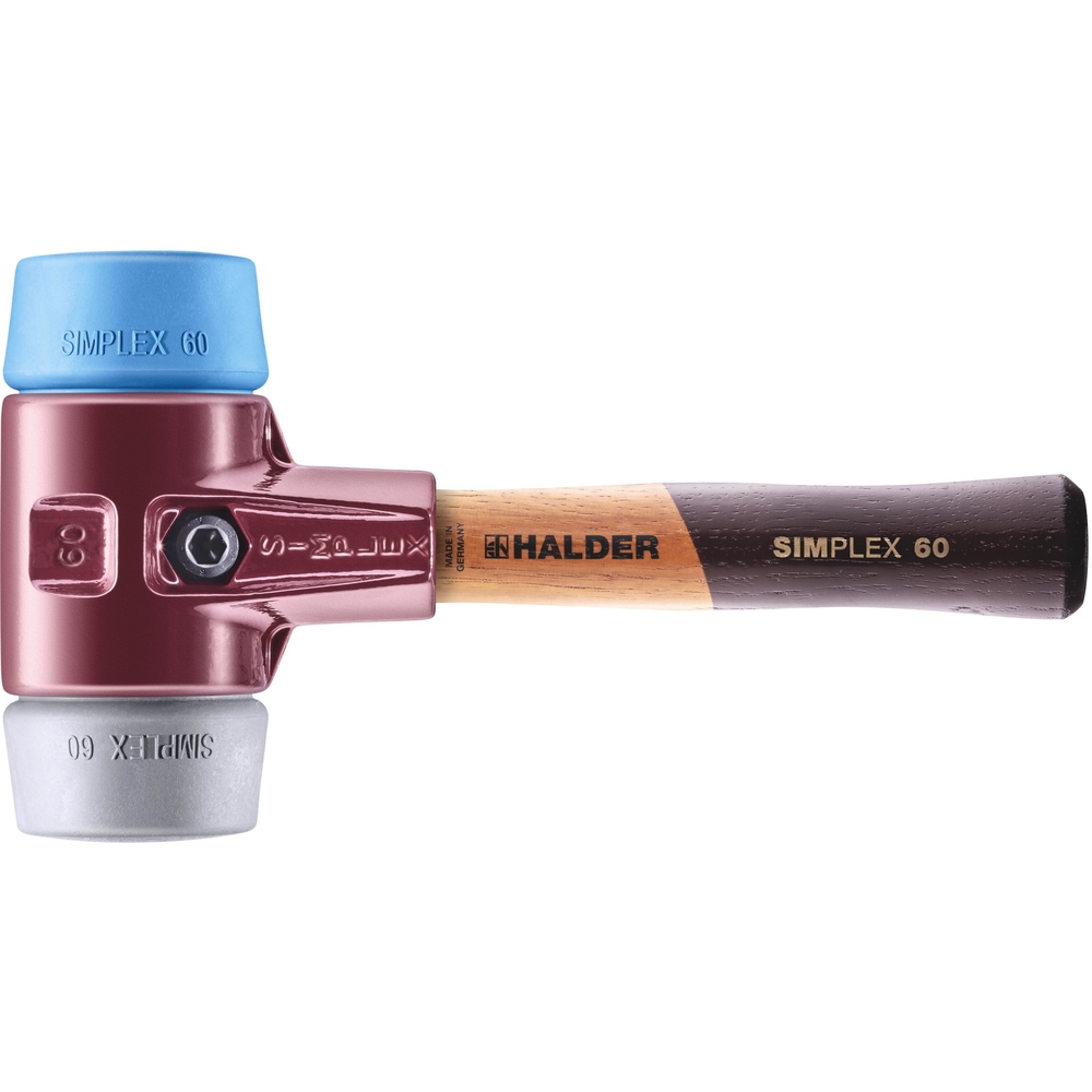 Maillet SIMPLEX fonte malléable manche bois diam 60 acier 205 mm TPE moyen TPE souple - HALDER - 3013.062