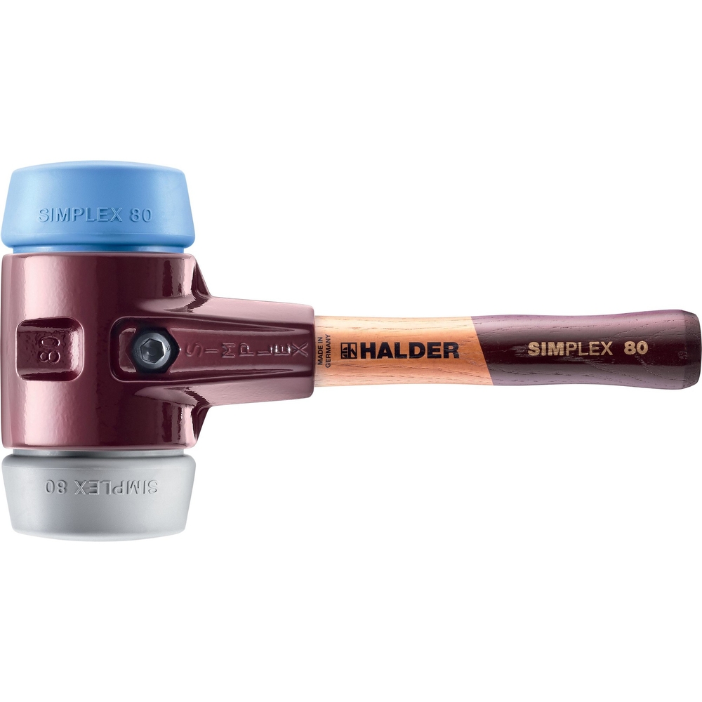 Maillet SIMPLEX boîtier fonte malléable manche bois diam 80 230 mm TPE souple TPE moyen - HALDER - 3013.082