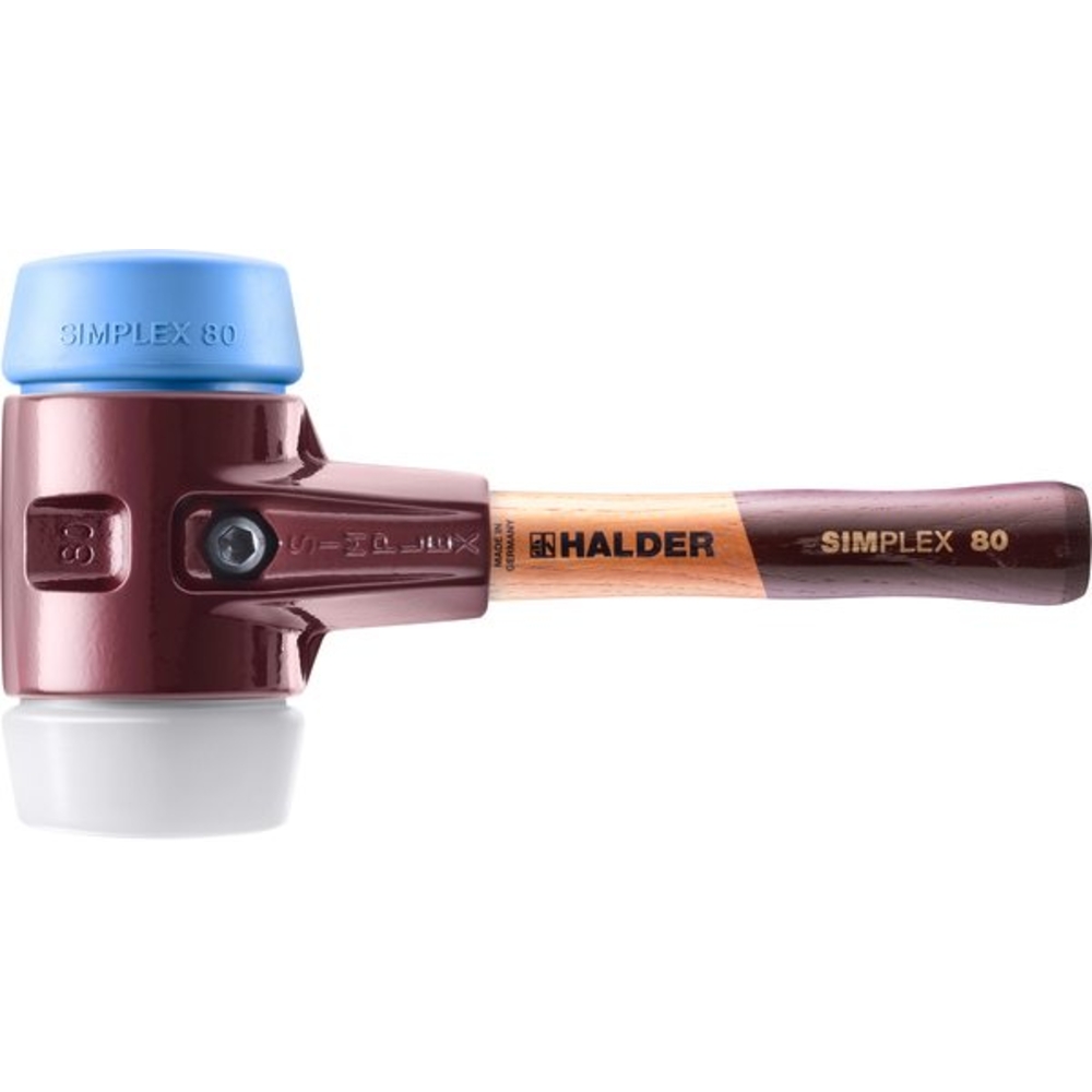Maillet SIMPLEX boîtier fonte malléable manche bois diam 80 230 mm TPE souple superplastique - HALDER - 3017.082