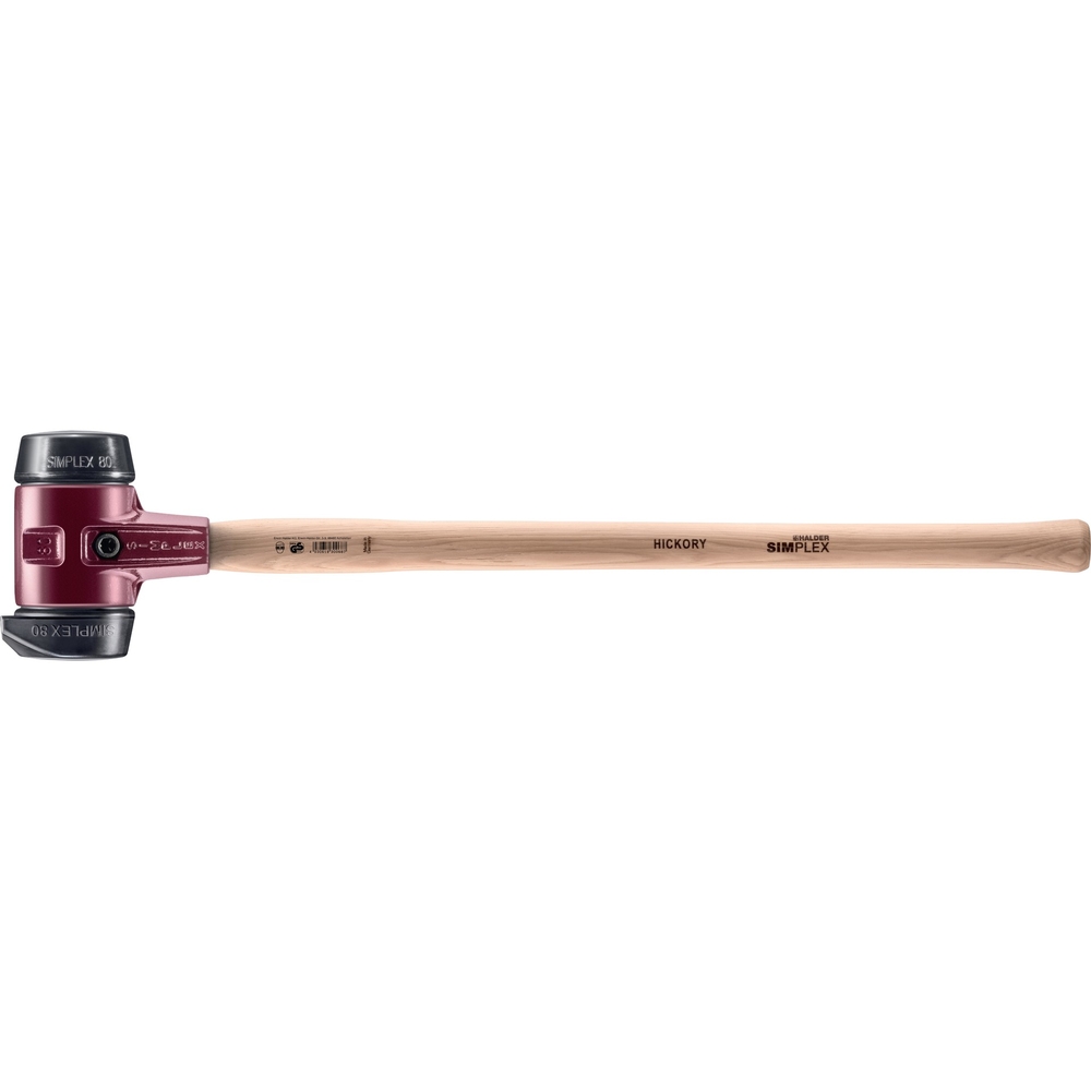 Maillet SIMPLEX boîtier fonte malléable manche bois diam 80 700 mm caoutchouc pied intégré - HALDER - 3022.281