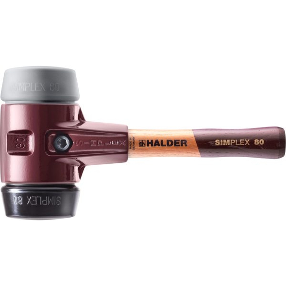 Maillet SIMPLEX boîtier fonte malléable manche bois diam 80 230 mm caoutchouc TPE moyen - HALDER - 3023.082