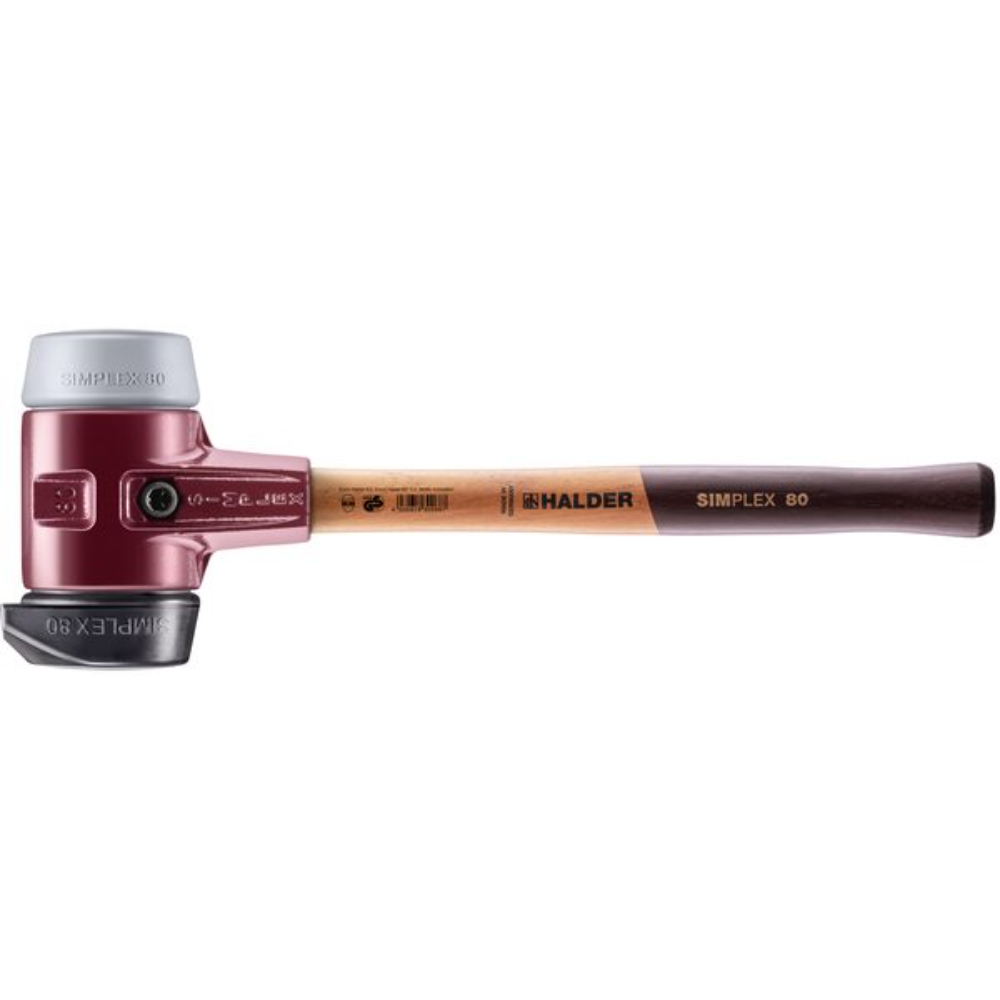 Maillet SIMPLEX boîtier fonte malléable manche bois 700 mm diam 80 caoutchouc pied intégré TPE moyen - HALDER - 3023.281