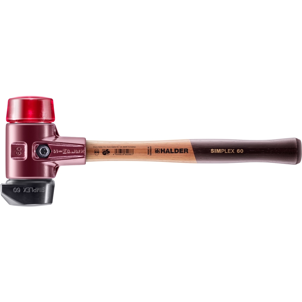 Maillet SIMPLEX boîtier fonte malléable manche bois diam 60 caoutchouc pied intégré plastique - HALDER - 3026.260