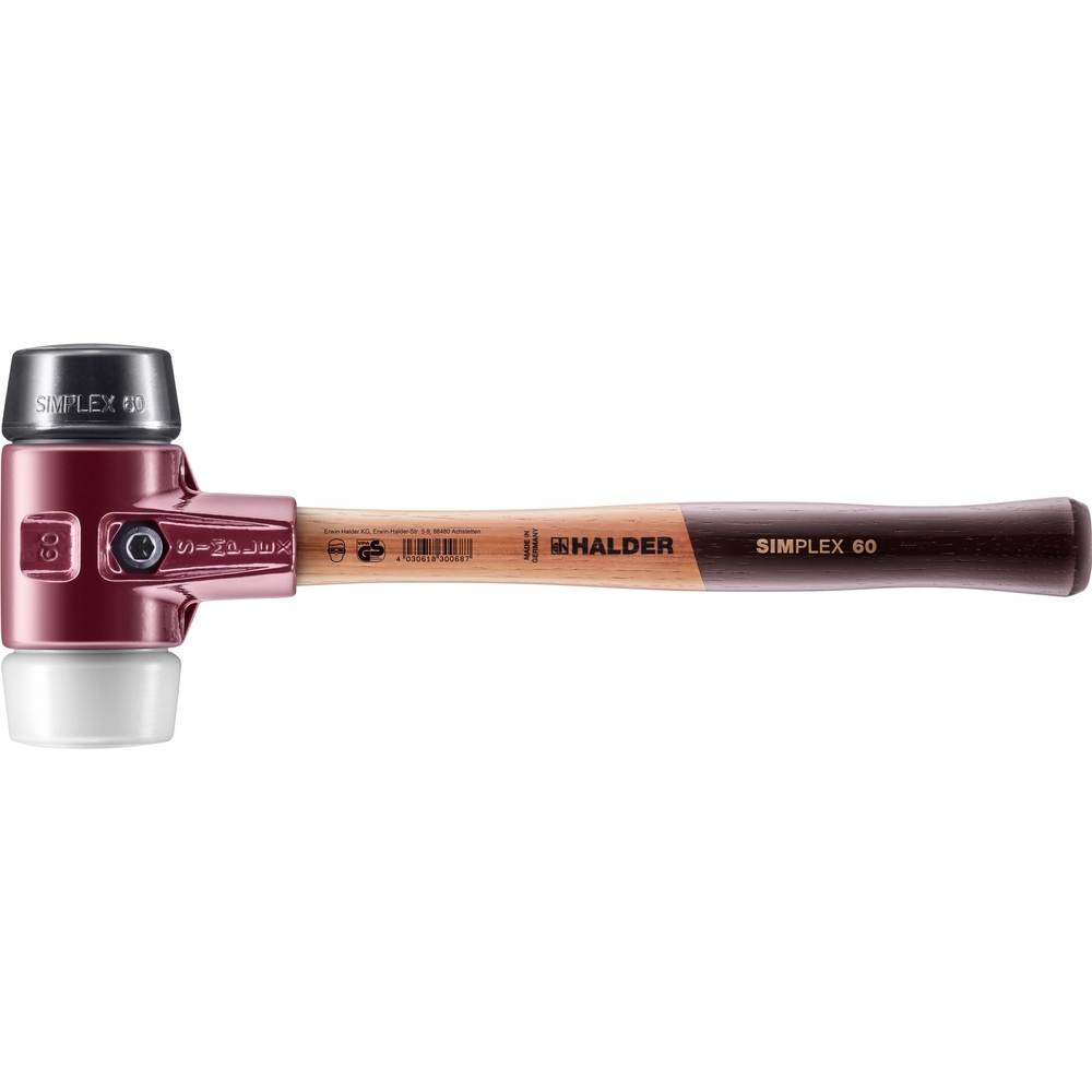 Maillet SIMPLEX boîtier fonte malléable manche bois diam 60 caoutchouc superplastique - HALDER - 3027.060