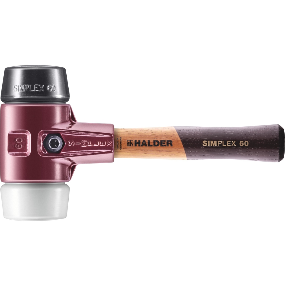 Maillet SIMPLEX boîtier fonte malléable manche bois diam 60 acier 205 mm caoutchouc superplastique - HALDER - 3027.062