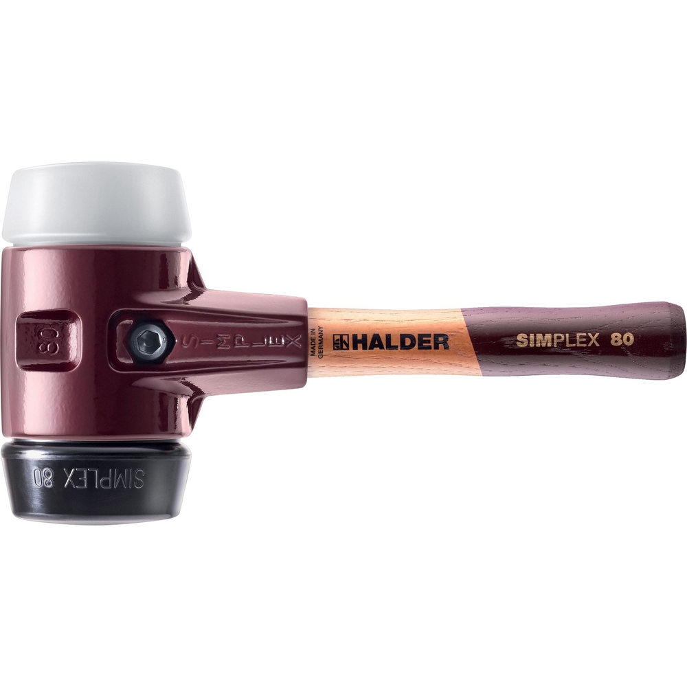 Maillet SIMPLEX boîtier fonte malléable manche bois diam 80 230 mm caoutchouc chargé superplastique - HALDER - 3027.082