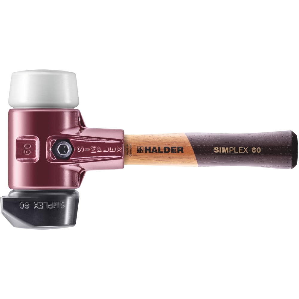 Maillet SIMPLEX boîtier fonte malléable manche bois diam 60 acier 205 mm caoutchouc pied intégré superplastique - HALDER - 3027.262