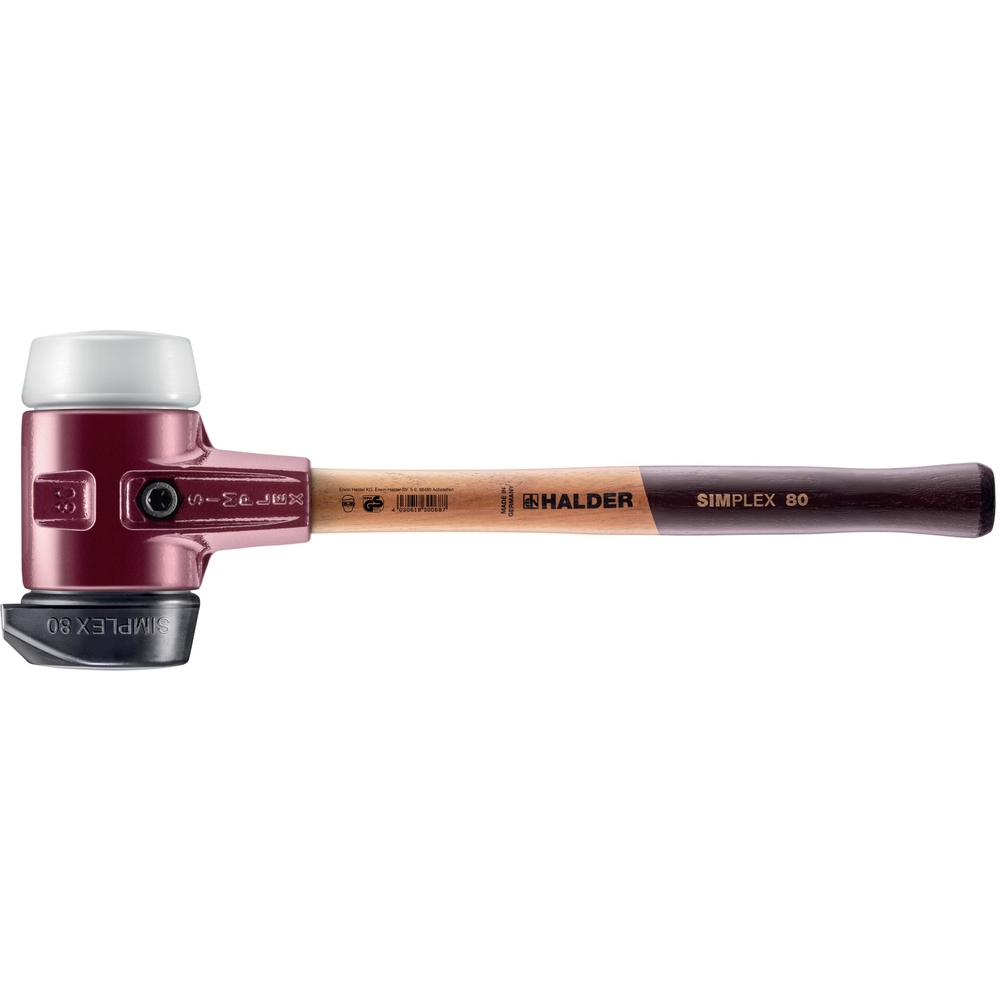 Maillet SIMPLEX boîtier fonte malléable manche bois diam 80 caoutchouc pied intégré superplastique - HALDER - 3027.280