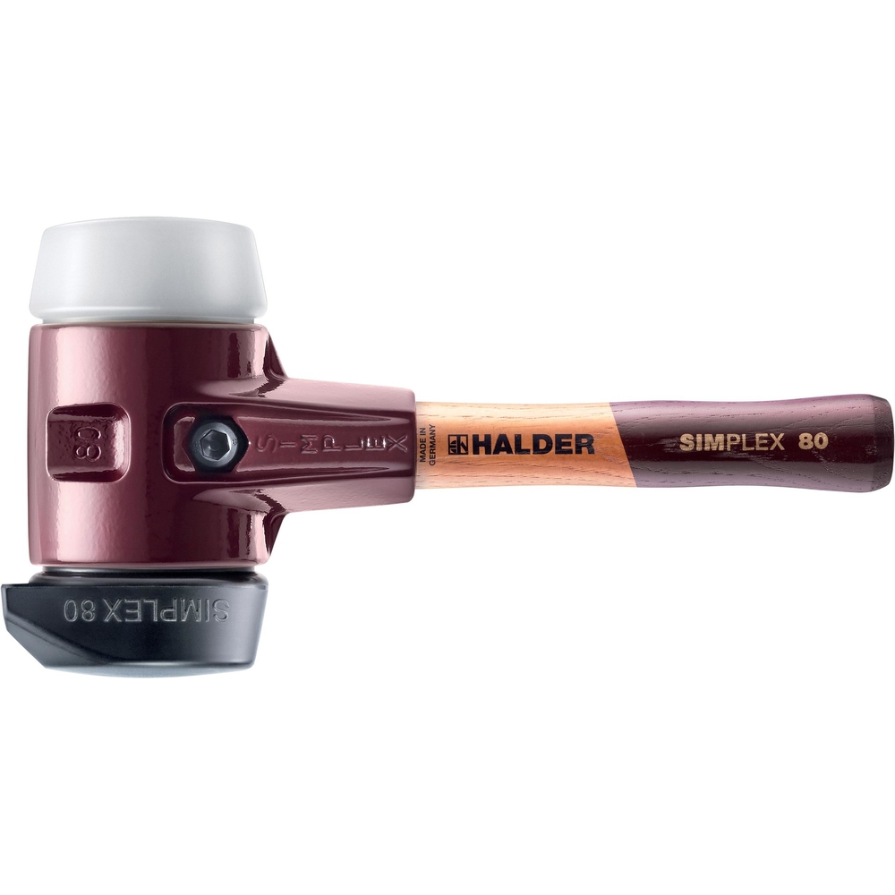 Maillet SIMPLEX boîtier fonte malléable manche bois diam 80 230 mm caoutchouc pied intégré superplastique - HALDER - 3027.282