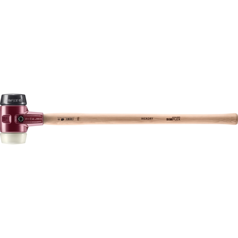 Marteau SIMPLEX boîtier fonte malléable manche Hickory diam 80 800 mm caoutchouc nylon - HALDER - 3028.081