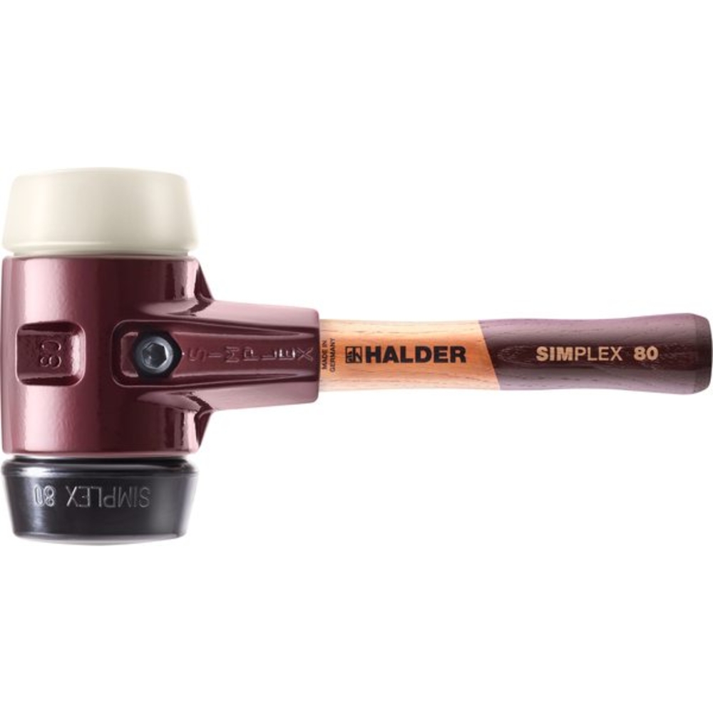 Maillet SIMPLEX boîtier fonte malléable manche bois diam 80 230 mm caoutchouc chargé nylon - HALDER - 3028.082
