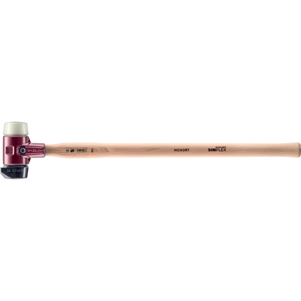 Maillet SIMPLEX boîtier fonte malléable manche bois 700 mm diam 60 caoutchouc pied intégré nylon rond - HALDER - 3028.261