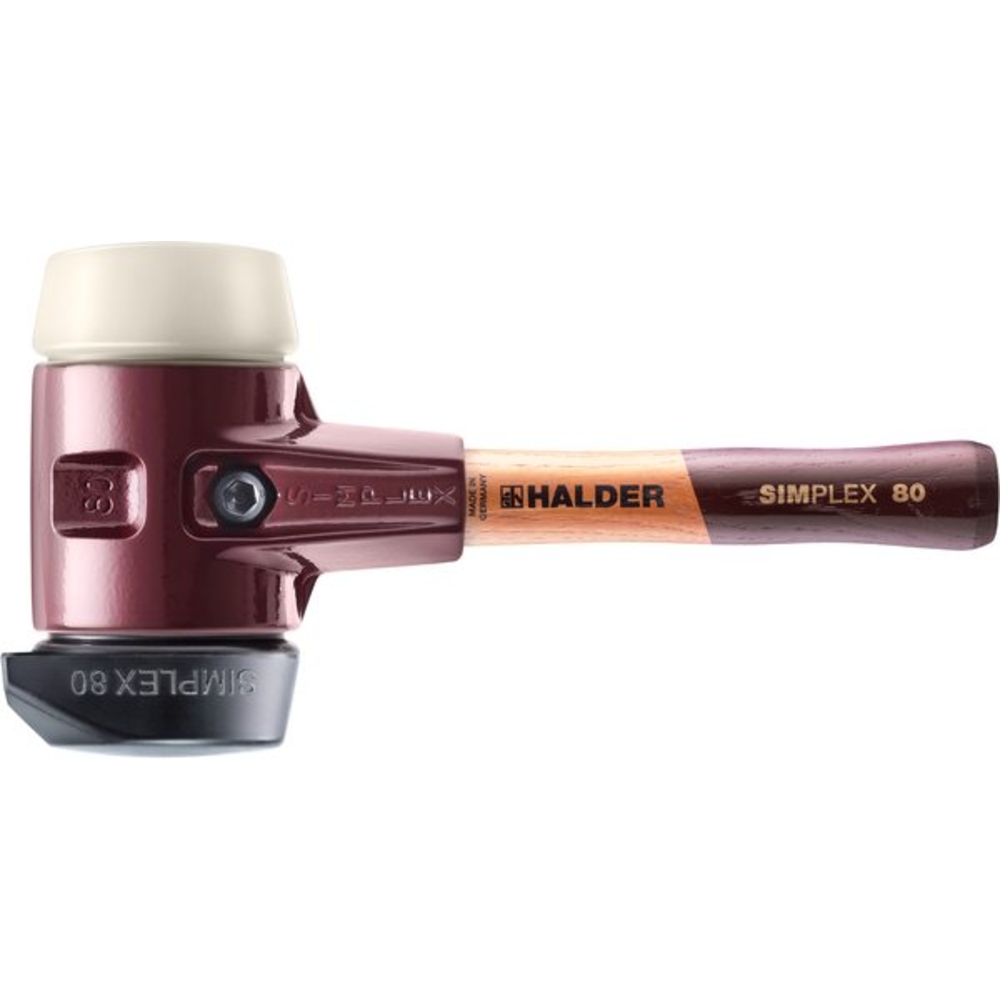 Maillet SIMPLEX boîtier fonte malléable manche bois diam 80 230 mm caoutchouc pied intégré nylon - HALDER - 3028.282