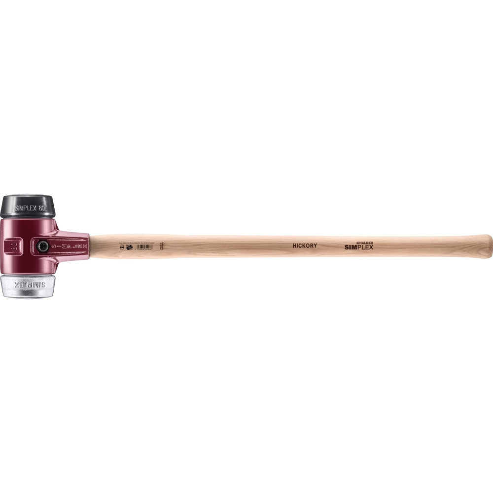 Marteau SIMPLEX boîtier fonte malléable manche Hickory diam 80 700 mm acier caoutchouc métal doux - HALDER - 3029.081