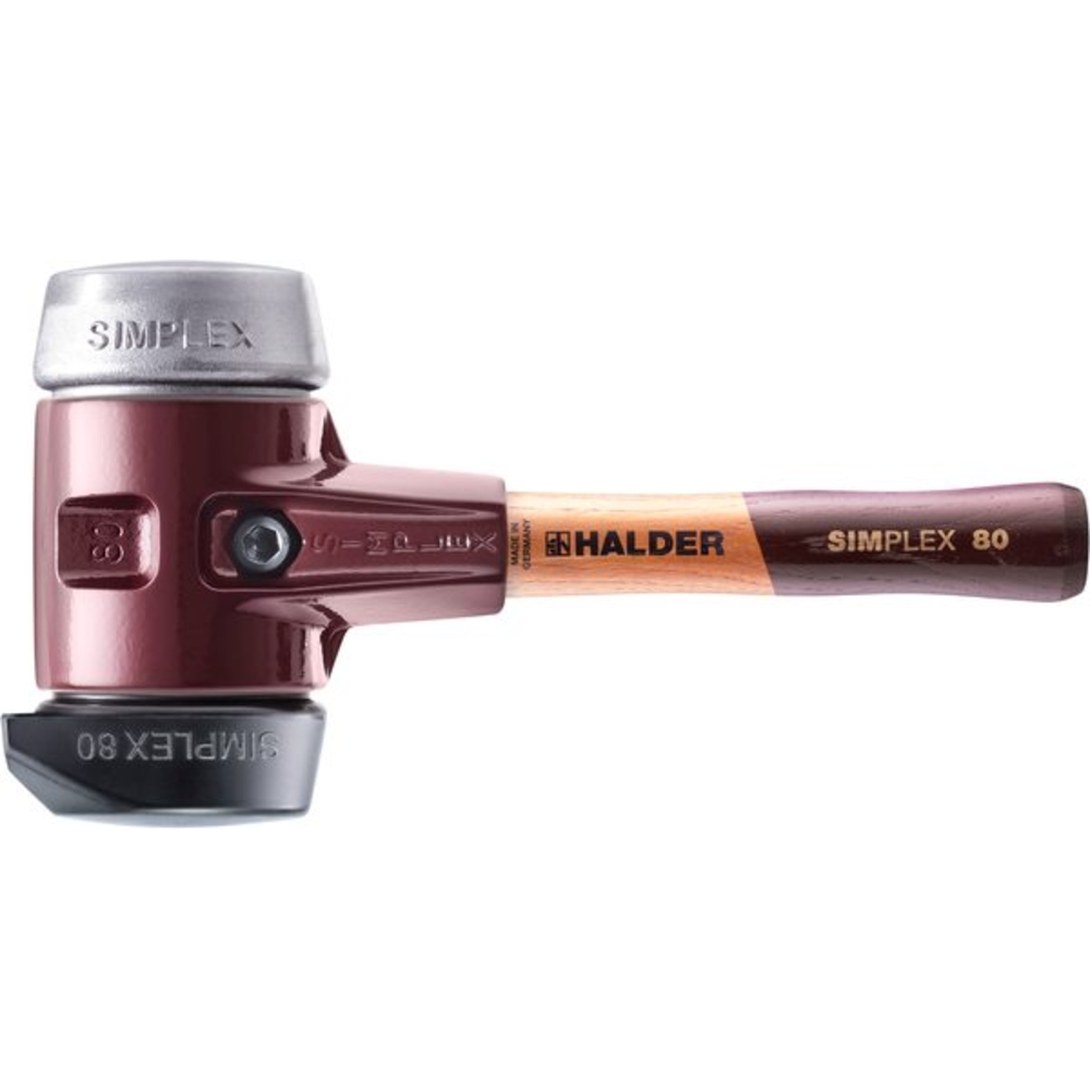 Maillet SIMPLEX boîtier fonte malléable manche bois diam 80 230 mm caoutchouc pied intégré métal doux - HALDER - 3029.282
