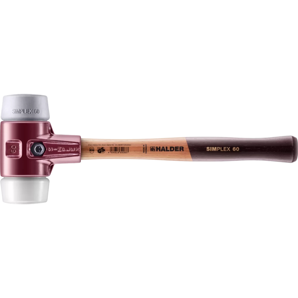 Maillet SIMPLEX 60 - TPE moyen superplastique avec boîtier en fonte malléable et manche 700mm - HALDER - 3037.061
