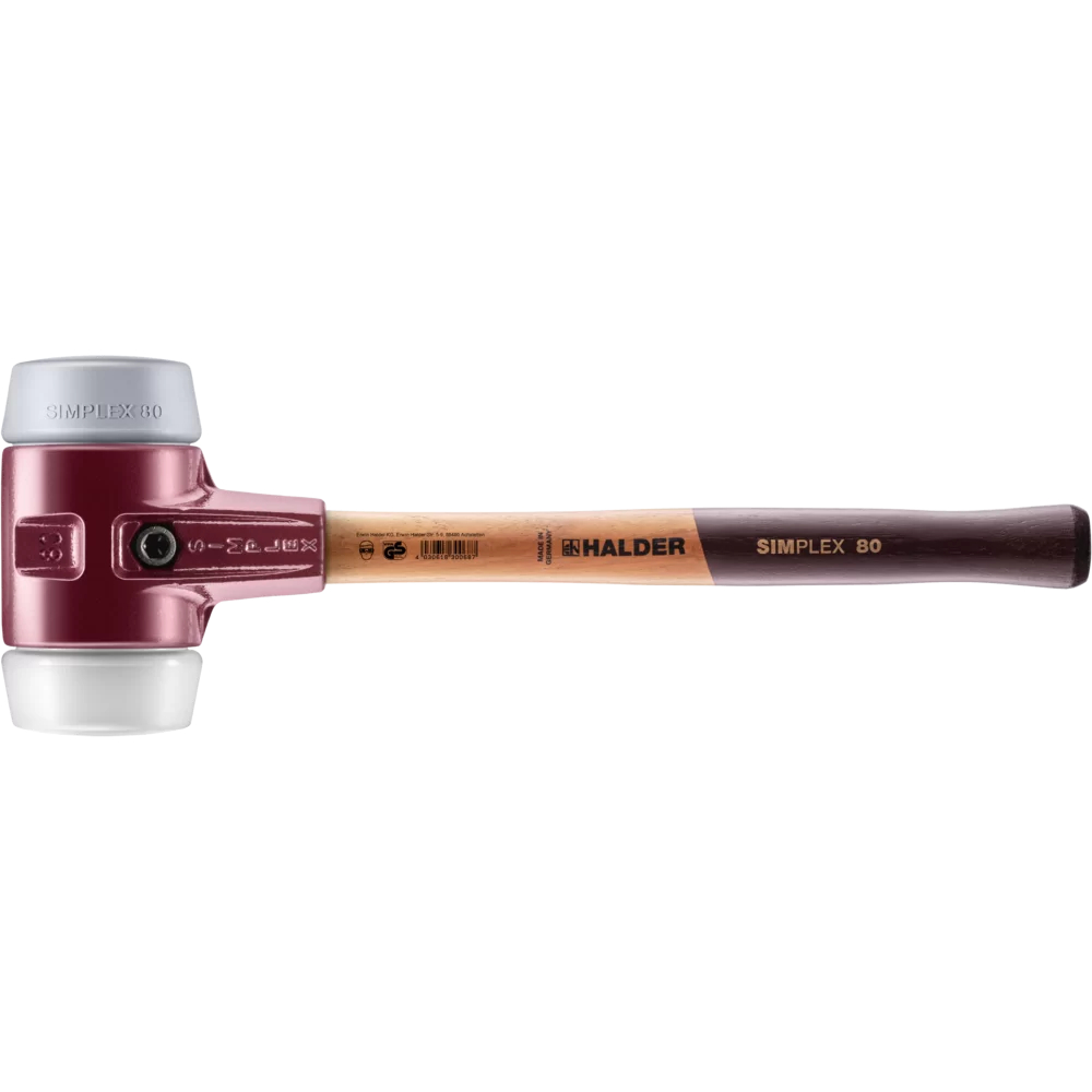 Maillet SIMPLEX boîtier fonte malléable manche bois diam 80 230 mm TPE moyen superplastique - HALDER - 3037.082