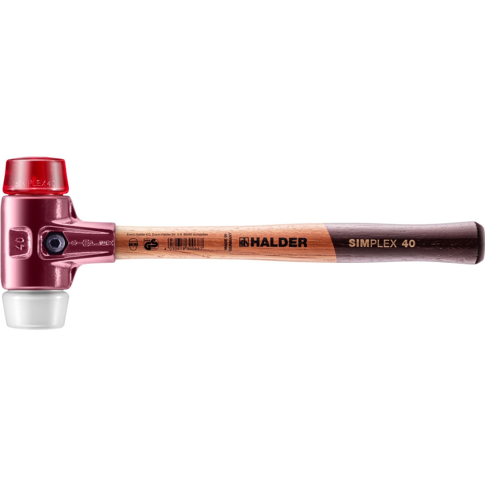 Maillet SIMPLEX avec boîtier en fonte malléable et manche en bois diam 40 plastique superplastique - HALDER - 3067.040