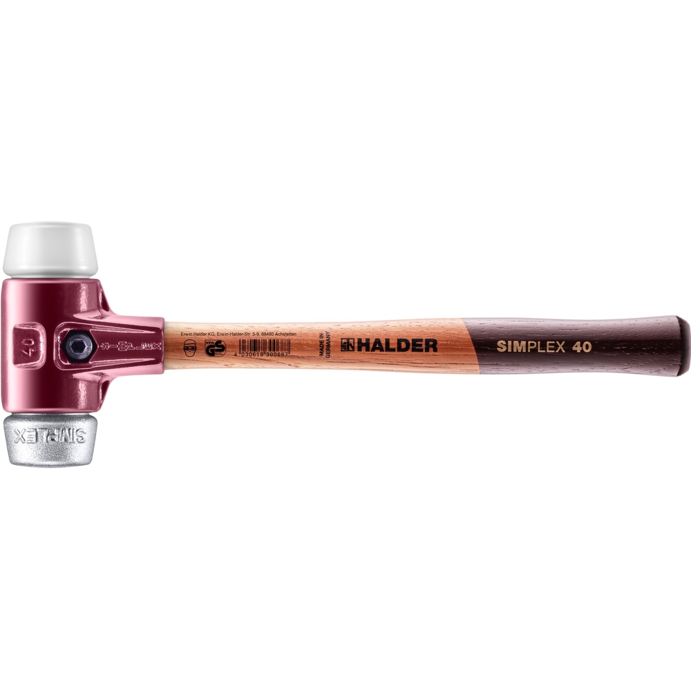 Maillet SIMPLEX avec boîtier en fonte malléable et manche en bois diam 40 superplastique métal doux - HALDER - 3079.040