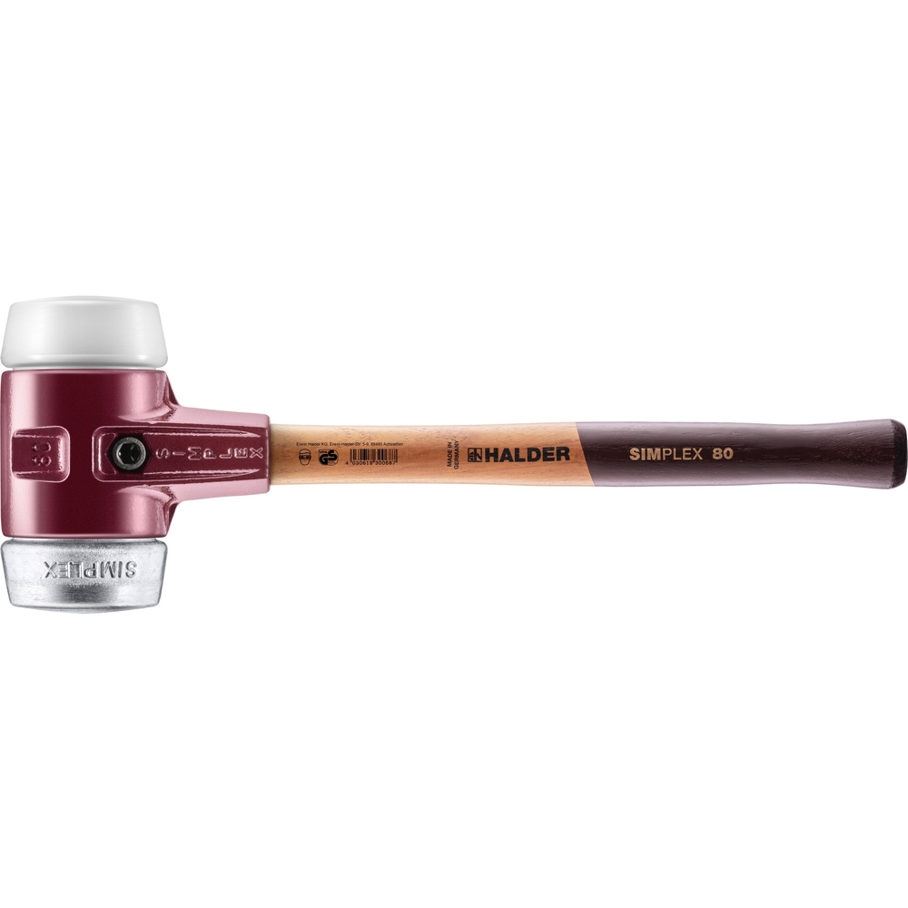 Maillet SIMPLEX avec boîtier en fonte malléable et manche en bois diam 80 superplastique métal doux - HALDER - 3079.080